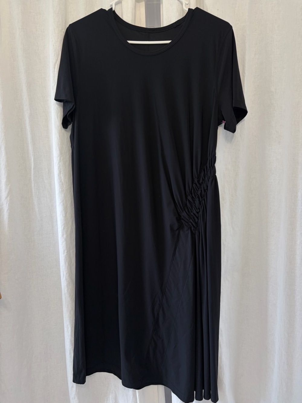 lululemon athletica Black Short-Sleeve Midi Dress with Side Ruching